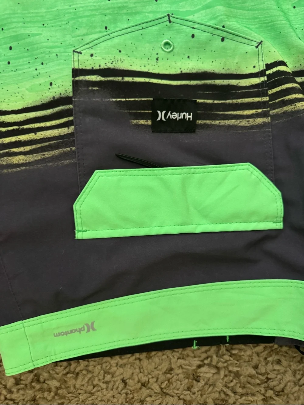 Hurley Men’s Green phantom Stripe Boardshorts